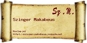 Szinger Makabeus névjegykártya